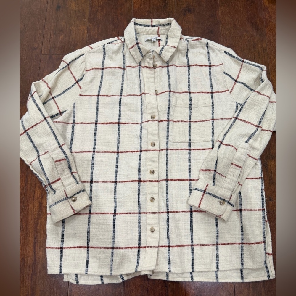 Madewell Ivory Checkered Button-Down Shirt